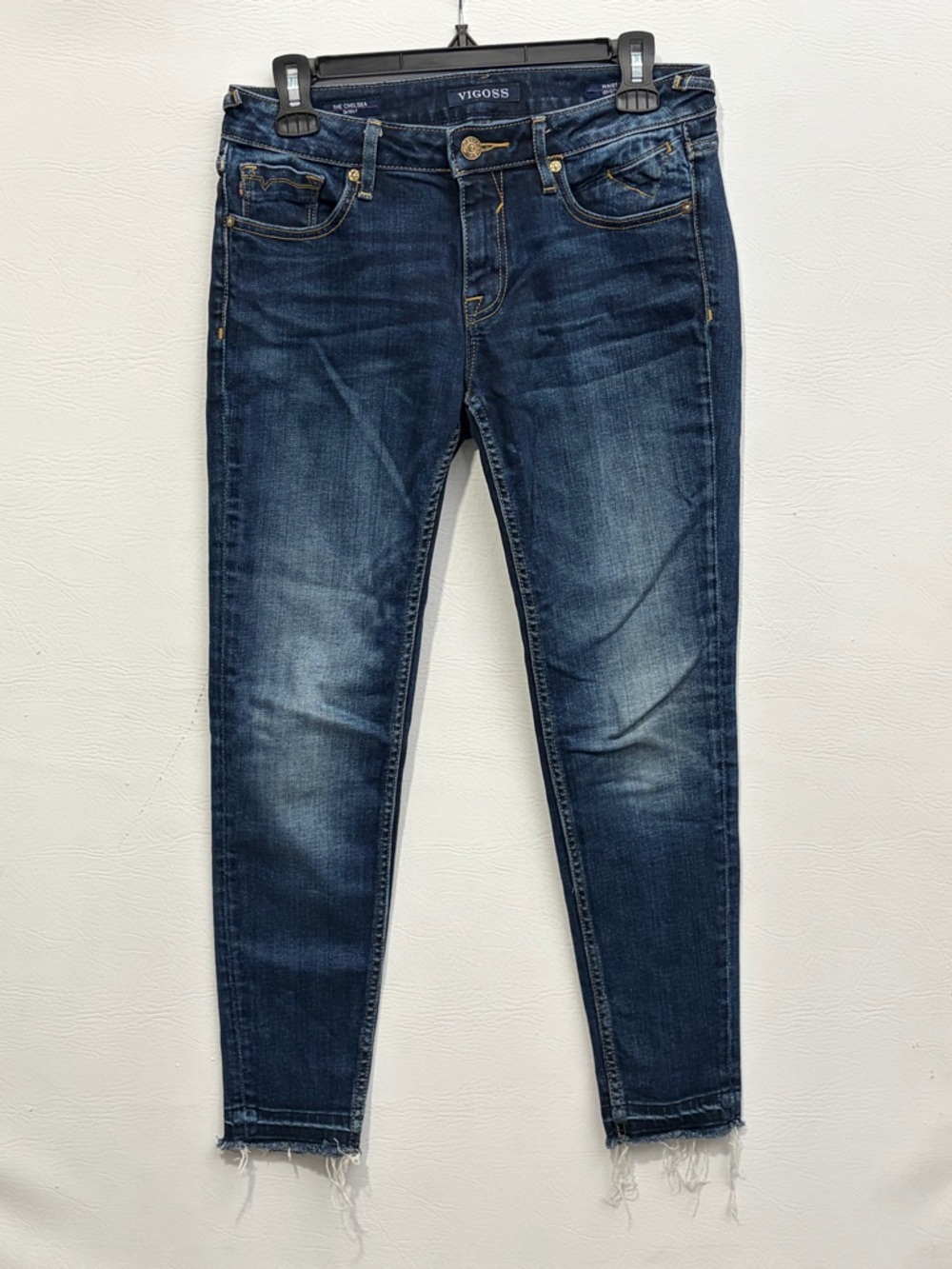 Vigoss Chelsea Skinny Indigo Blue Raw Hem Skinny Jeans 26